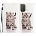 For ZTE Blade A52 Colored Drawing Leather Phone Case(Little Tabby Cat)