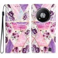 For ZTE Blade A73 5G Colored Drawing Leather Phone Case(Purple Marble)