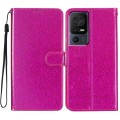 For TCL 40 SE Glitter Powder Flip Leather Phone Case(Rose Red)