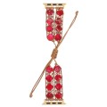 For Apple Watch Series 7 41mm Hexagonal Stones Drawstring Chain Watch Band(Red)