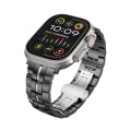 For Apple Watch Ultra 2 49mm Butterfly Buckle 5-Beads Metal Watch Band(Black Silver)