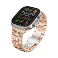 For Apple Watch Ultra 2 49mm Butterfly Buckle 5-Beads Metal Watch Band(Rose Gold White)