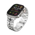 For Apple Watch Ultra 49mm Butterfly Buckle 5-Beads Metal Watch Band(Silver Black)