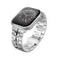 For Apple Watch Series 6 40mm Butterfly Buckle 5-Beads Metal Watch Band(Silver Black)