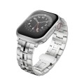 For Apple Watch Series 5 44mm Butterfly Buckle 5-Beads Metal Watch Band(Silver Black)
