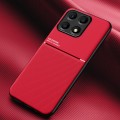 For Honor X8a Classic Tilt Strip Grain Magnetic Shockproof PC + TPU Phone Case(Red)