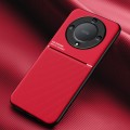 For Honor X9a Classic Tilt Strip Grain Magnetic Shockproof PC + TPU Phone Case(Red)