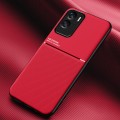 For Honor X50i Classic Tilt Strip Grain Magnetic Shockproof PC + TPU Phone Case(Red)