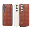 For Samsung Galaxy S24+ 5G ABEEL Weave Plaid PU Phone Case(Brown)