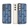 For Samsung Galaxy S24 5G ABEEL Genuine Leather Mahjong Texture Series Phone Case(Blue)