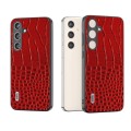 For Samsung Galaxy S24+ 5G ABEEL Genuine Leather Crocodile Pattern Phone Case with Holder(Red)