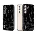 For Samsung Galaxy S24+ 5G ABEEL Genuine Leather Crocodile Pattern Phone Case with Holder(Black)