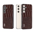 For Samsung Galaxy S24 5G ABEEL Genuine Leather Crocodile Pattern Phone Case with Holder(Coffee)