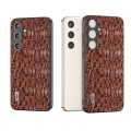 For Samsung Galaxy S24 5G ABEEL Genuine Leather Sky Series Phone Case with Holder(Brown)