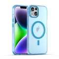 For iPhone 14 MagSafe Frosted Translucent TPU + PC Full Coverage Phone Case(Blue)