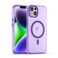 For iPhone 15 MagSafe Frosted Translucent TPU + PC Full Coverage Phone Case(Dark Purple)