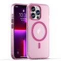 For iPhone 13 Pro MagSafe Frosted Translucent TPU + PC Full Coverage Phone Case(Pink)