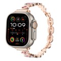 For Apple Watch Ultra 2 49mm Leopard Rhinestones Metal Chain Watch Band(Rose Gold)