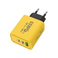 65W Gallium Nitride USB + Type-C Fast Charging Charger, Plug Type:EU Plug(Yellow)