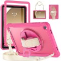For Samsung Galaxy Tab A9+ X210/X215 Heavy Duty Hybrid Tablet Case with Handle & Strap(Rose Red)