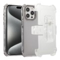 For iPhone 15 Pro Max Frosted PC+TPU Phone Case with Back Clip(Transparent Black)