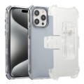For iPhone 15 Pro Frosted PC+TPU Phone Case with Back Clip(Transparent Blue)
