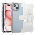 For iPhone 15 Frosted PC+TPU Phone Case with Back Clip(Transparent Blue)