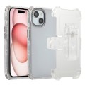 For iPhone 15 Frosted PC+TPU Phone Case with Back Clip(Transparent Black)