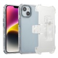 For iPhone 14 Frosted PC+TPU Phone Case with Back Clip(Transparent Blue)