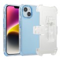 For iPhone 14 Frosted PC+TPU Phone Case with Back Clip(Sky Blue)