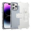 For iPhone 14 Pro Max Frosted PC+TPU Phone Case with Back Clip(Transparent Blue)