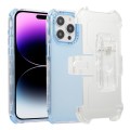 For iPhone 14 Pro Max Frosted PC+TPU Phone Case with Back Clip(Sky Blue)