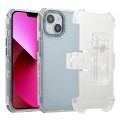 For iPhone 13 Frosted PC+TPU Phone Case with Back Clip(Transparent Blue)