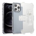 For iPhone 12 Pro Frosted PC+TPU Phone Case with Back Clip(Transparent Blue)