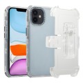 For iPhone 11 Frosted PC+TPU Phone Case with Back Clip(Transparent Blue)