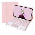 For Samsung Galaxy Tab S9 FE Candy Color TPU Round Keycap Touch Bluetooth Keyboard Leather Case(Pink