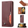 For Samsung Galaxy S24 Ultra 5G Knead Skin Texture Flip Leather Phone Case(Wine Red)