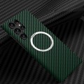 For Samsung Galaxy S24 Ultra 5G Carbon Fiber Texture MagSafe Magnetic Phone Case(Green)