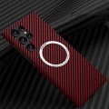 For Samsung Galaxy S24 Ultra 5G Carbon Fiber Texture MagSafe Magnetic Phone Case(Red)
