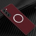 For Samsung Galaxy S24 5G Carbon Fiber Texture MagSafe Magnetic Phone Case(Red)