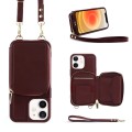 For iPhone 12 Multifunctional Zipper Wallet RFID Phone Leather Case(Wine Red)