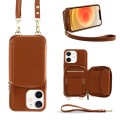 For iPhone 12 Multifunctional Zipper Wallet RFID Phone Leather Case(Brown)