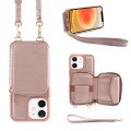 For iPhone 12 Multifunctional Zipper Wallet RFID Phone Leather Case(Rose Gold)