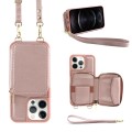 For iPhone 12 Pro Multifunctional Zipper Wallet RFID Phone Leather Case(Rose Gold)