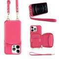 For iPhone 12 Pro Max Multifunctional Zipper Wallet RFID Phone Leather Case(Rose Red)