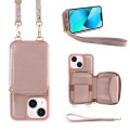 For iPhone 13 Multifunctional Zipper Wallet RFID Phone Leather Case(Rose Gold)