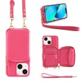 For iPhone 13 Multifunctional Zipper Wallet RFID Phone Leather Case(Rose Red)