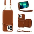 For iPhone 13 Pro Multifunctional Zipper Wallet RFID Phone Leather Case(Brown)
