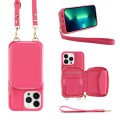 For iPhone 13 Pro Multifunctional Zipper Wallet RFID Phone Leather Case(Rose Red)