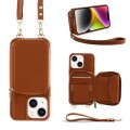 For iPhone 14 Multifunctional Zipper Wallet RFID Phone Leather Case(Brown)